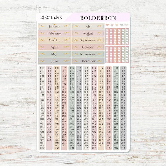 2027 Hobonichi Cousin • Yearly Index Stickers • Aesthetic