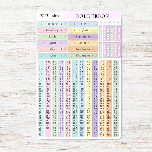 2027 Hobonichi Cousin • Yearly Index Stickers • Colorful