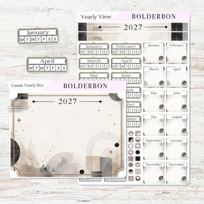 2027 Hobonichi Cousin • Yearly View Stickers • Slate