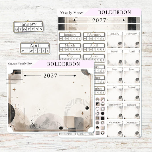 2027 Hobonichi Cousin • Yearly View Stickers • Slate