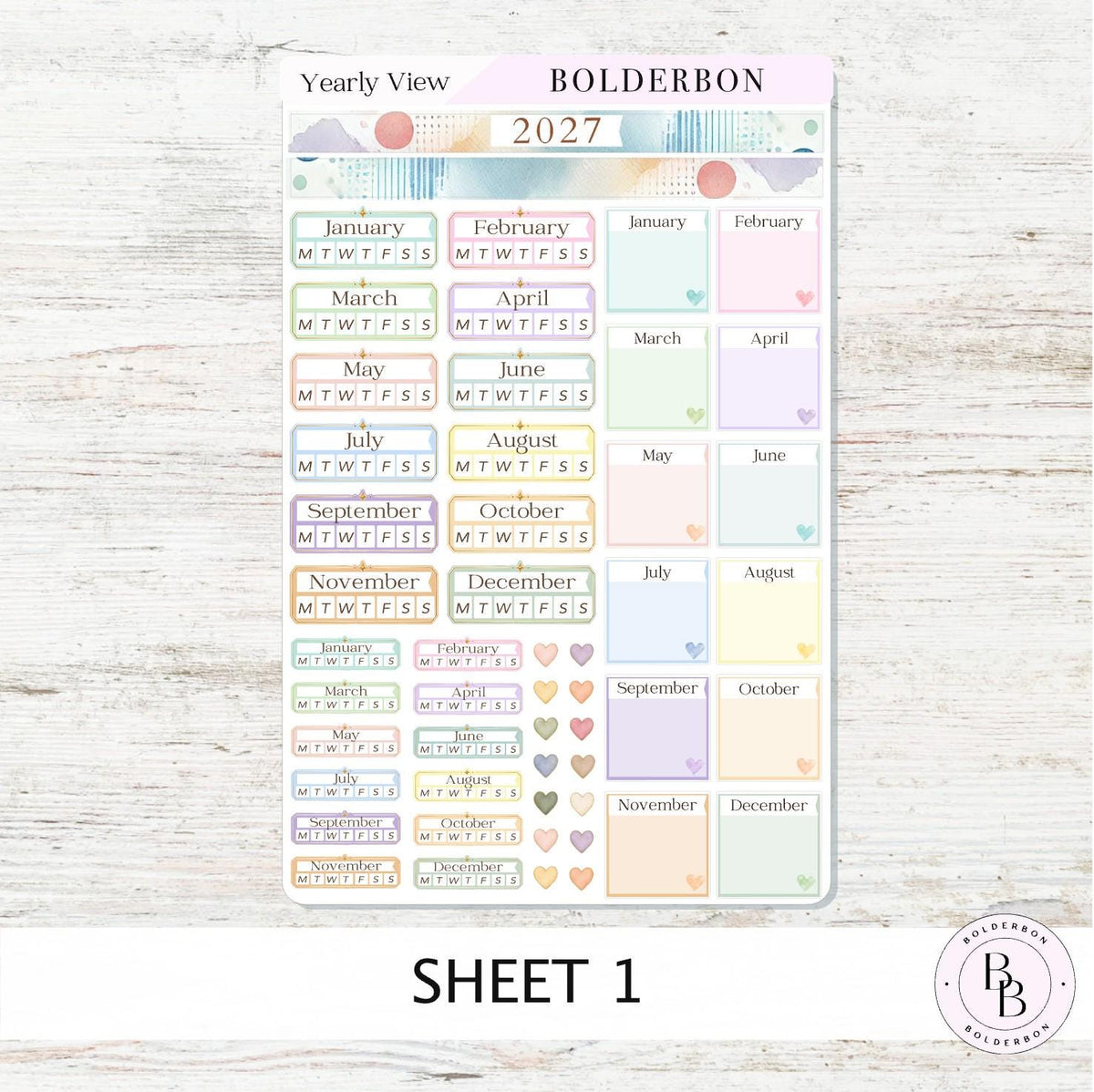 2027 Hobonichi Cousin • Yearly View Stickers • Color