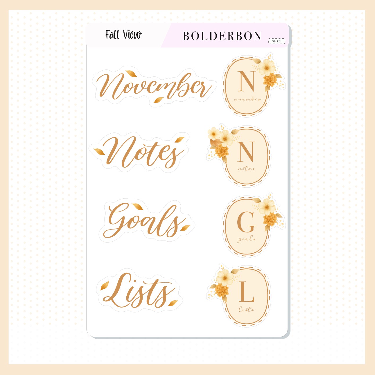 NOVEMBER Header Stickers || Fall View, Cozy Fall Floral Planner Stickers, Elegant Aesthetic Vibe, Journal, Journaling Stickers