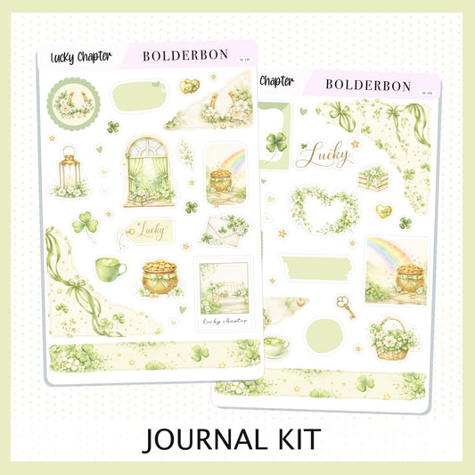 LUCKY CHAPTER Journal Sticker Kit || Clover Planner Stickers, Book Lover Vibe