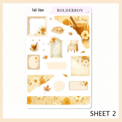 FALL VIEW || Journal Sticker Kit, Cozy Autumn Floral Planner Stickers, Fall Elegant Aesthetic Vibe