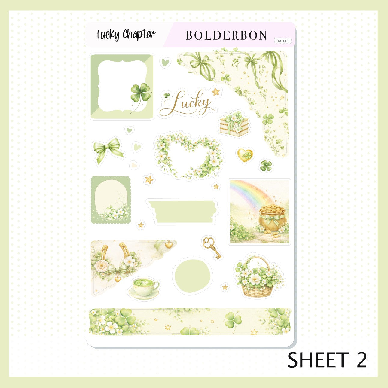 LUCKY CHAPTER Journal Sticker Kit || Clover Planner Stickers, Book Lover Vibe