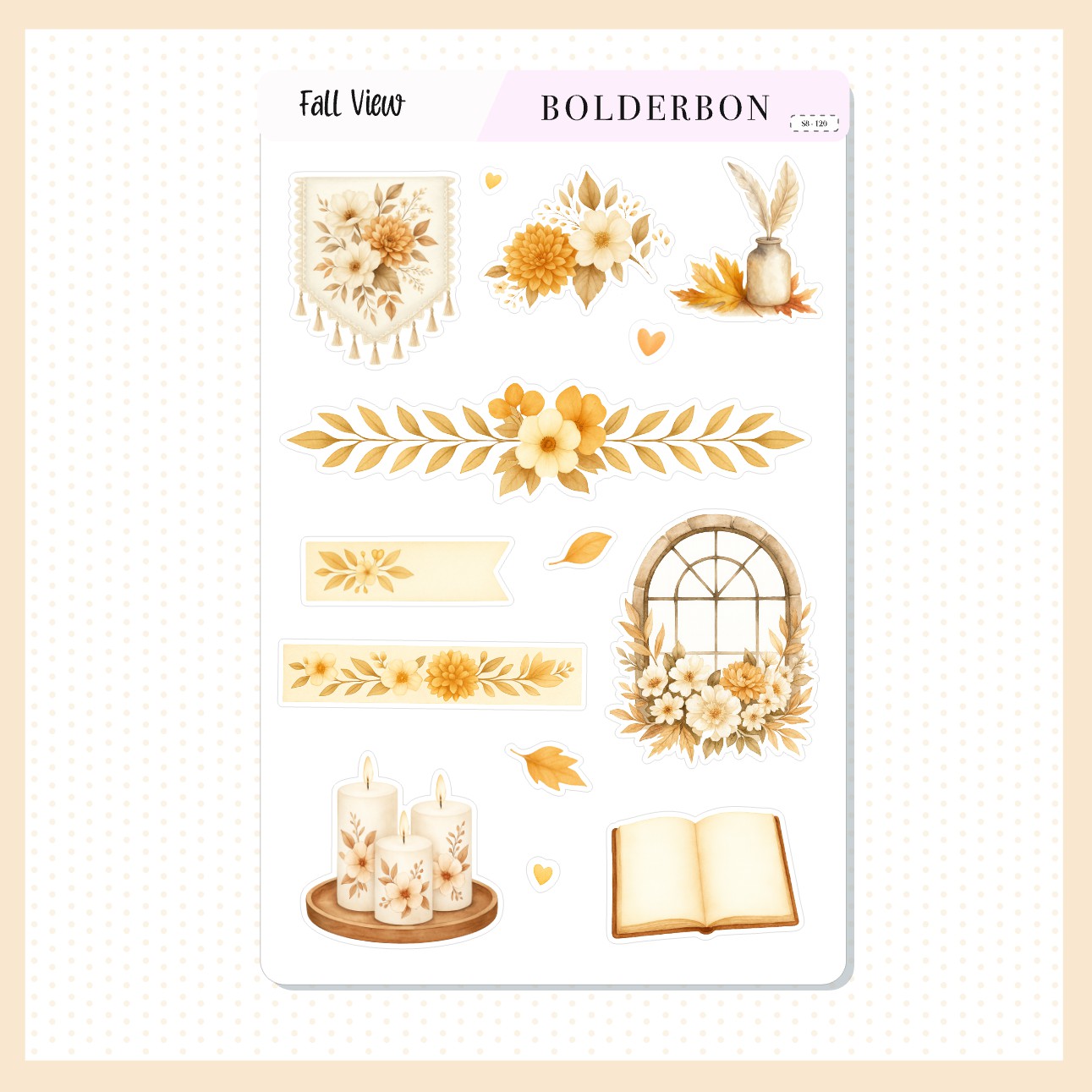 FALL VIEW Decorative Sticker Sheet || Cozy Fall Floral Planner Stickers, Aesthetic Vibe, Journal, Journaling Stickers