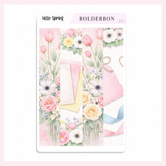 HELLO SPRING Thin Washi Sticker Strips || Journaling Floral Stickers