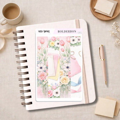 HELLO SPRING Thin Washi Sticker Strips || Journaling Floral Stickers