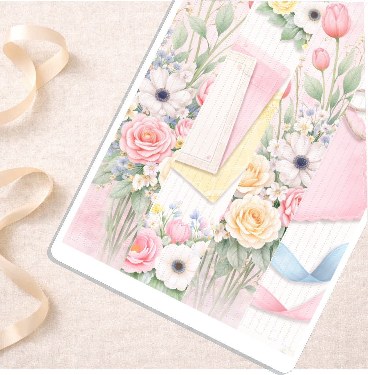 HELLO SPRING Thin Washi Sticker Strips || Journaling Floral Stickers