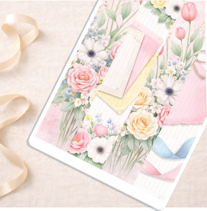 HELLO SPRING Thin Washi Sticker Strips || Journaling Floral Stickers