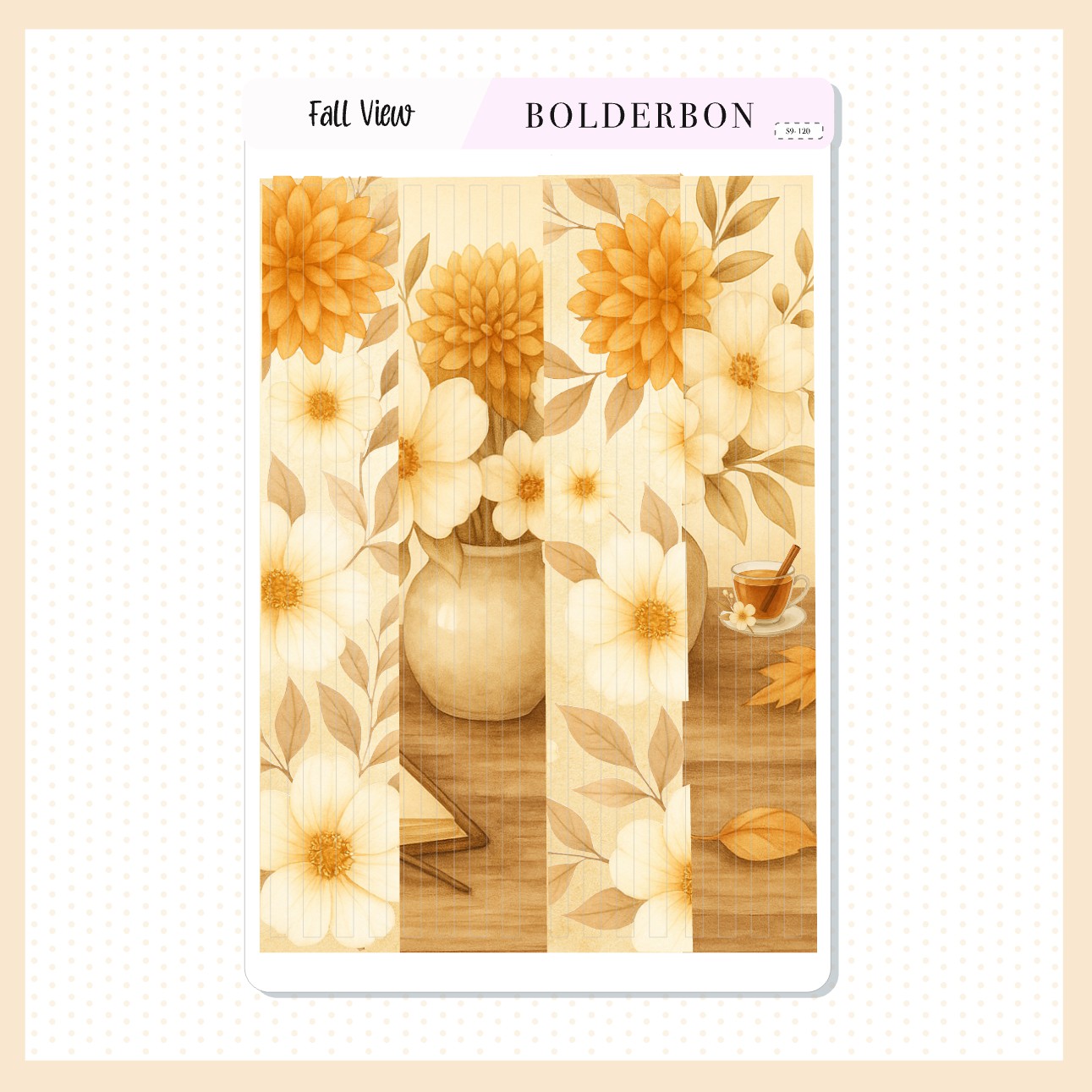 FALL VIEW Thin Washi Sticker Strips || Cozy Fall Floral Planner Stickers, Aesthetic Vibe, Journal, Journaling Stickers