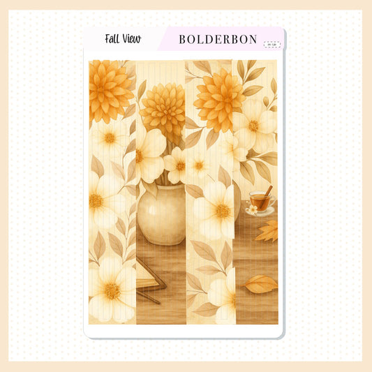 FALL VIEW Thin Washi Sticker Strips || Cozy Fall Floral Planner Stickers, Aesthetic Vibe, Journal, Journaling Stickers