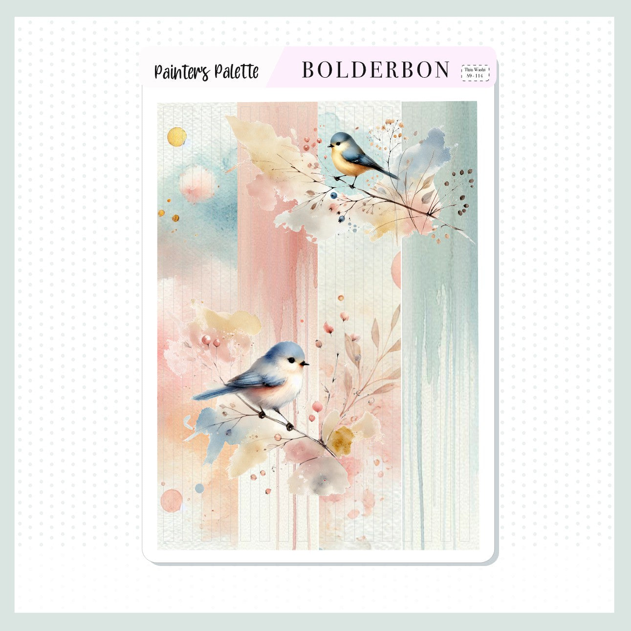 PAINTER'S PALETTE Thin Washi Sticker Strips || Watercolor Bird Stickers for Planners & Journals