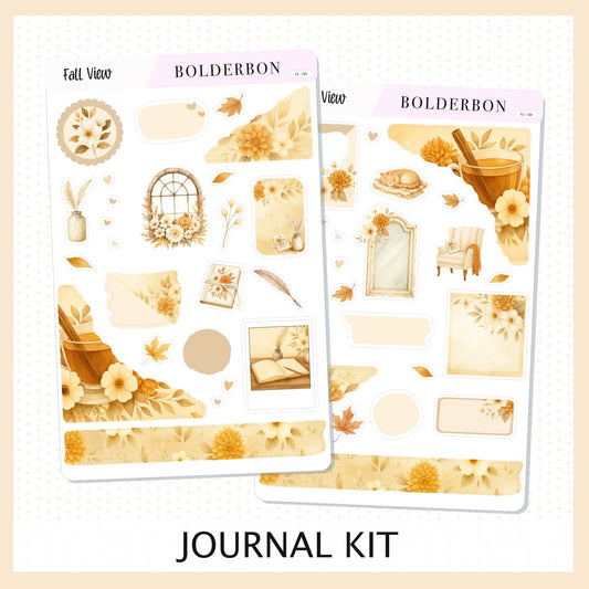 FALL VIEW || Journal Sticker Kit, Cozy Autumn Floral Planner Stickers, Fall Elegant Aesthetic Vibe