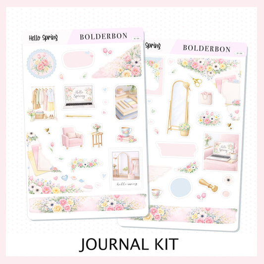HELLO SPRING Journal Sticker Kit || Elegant Planner Stickers, Pastel Spring Edit Vibe