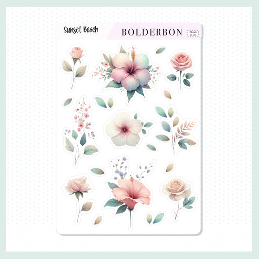 FLORAL Journal Stickers || SUNSET BEACH