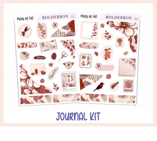PIECES OF FALL Journal Sticker Kit || Fall Stickers, Autumn Stickers, Journaling Stickers, Book Stickers