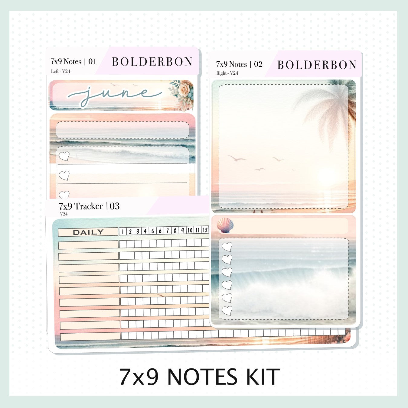 JUNE 7x9 Notes Kit || Planner Sticker Kit for Erin Condren Dashboard ...
