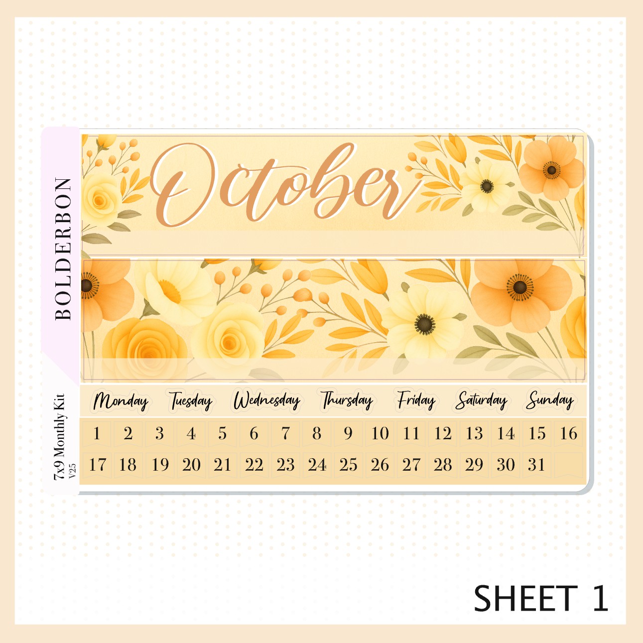 OCTOBER 7x9 Monthly Sticker Kit || Cozy Fall Floral Planner Stickers, Autumn Aesthetic Vibe
