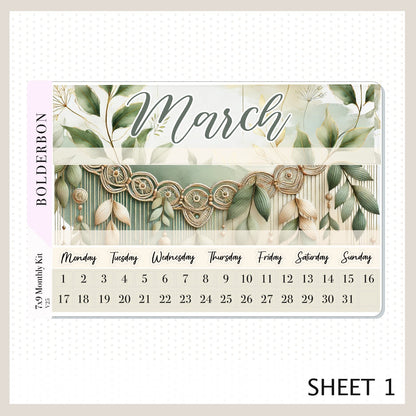 MARCH 7x9 Monthly Sticker Kit || Boho Vibes, Aesthetic