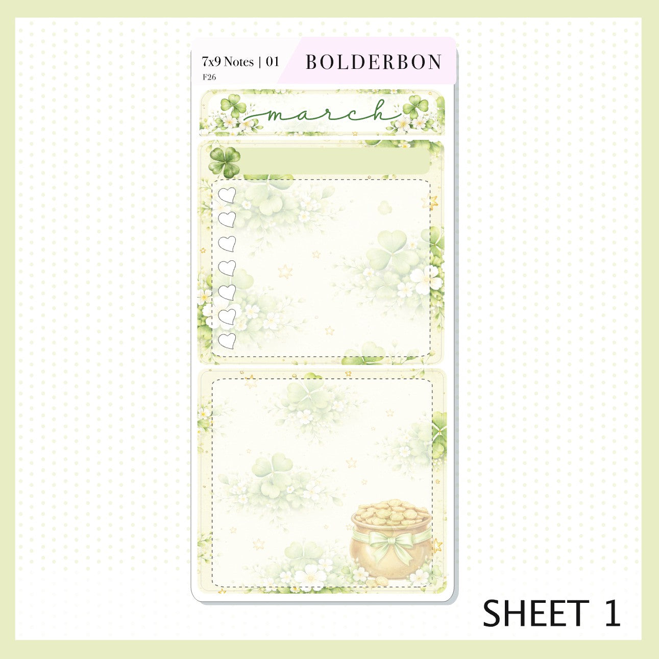 MARCH 7x9 Notes Kit || Planner Sticker Kit for Erin Condren Planners, Lucky Chapter