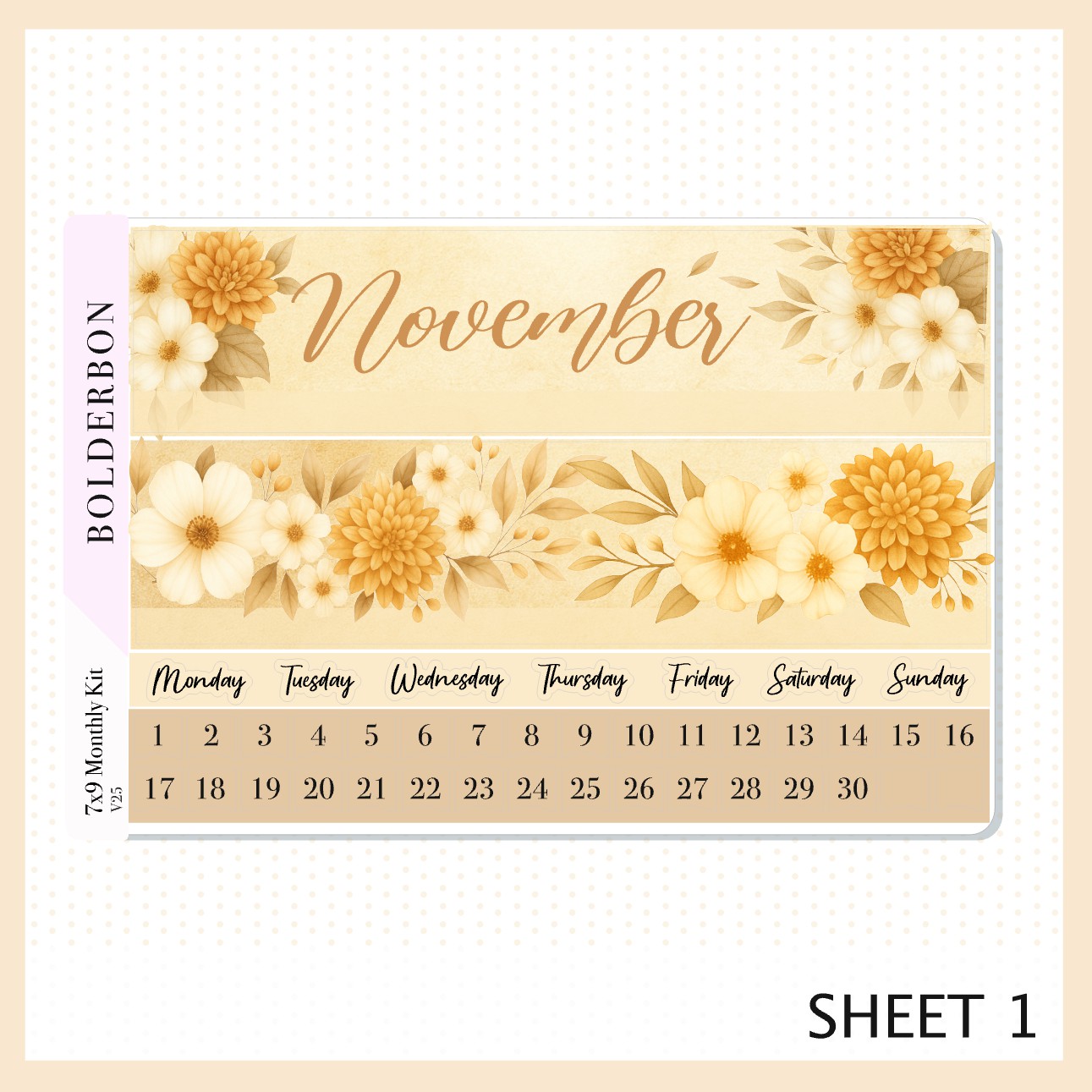 NOVEMBER 7x9 Monthly Sticker Kit || Cozy Autumn Floral Planner Stickers, Fall Elegant Aesthetic Vibe