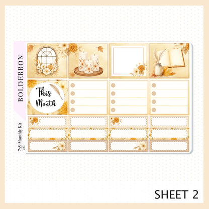 NOVEMBER 7x9 Monthly Sticker Kit || Cozy Autumn Floral Planner Stickers, Fall Elegant Aesthetic Vibe