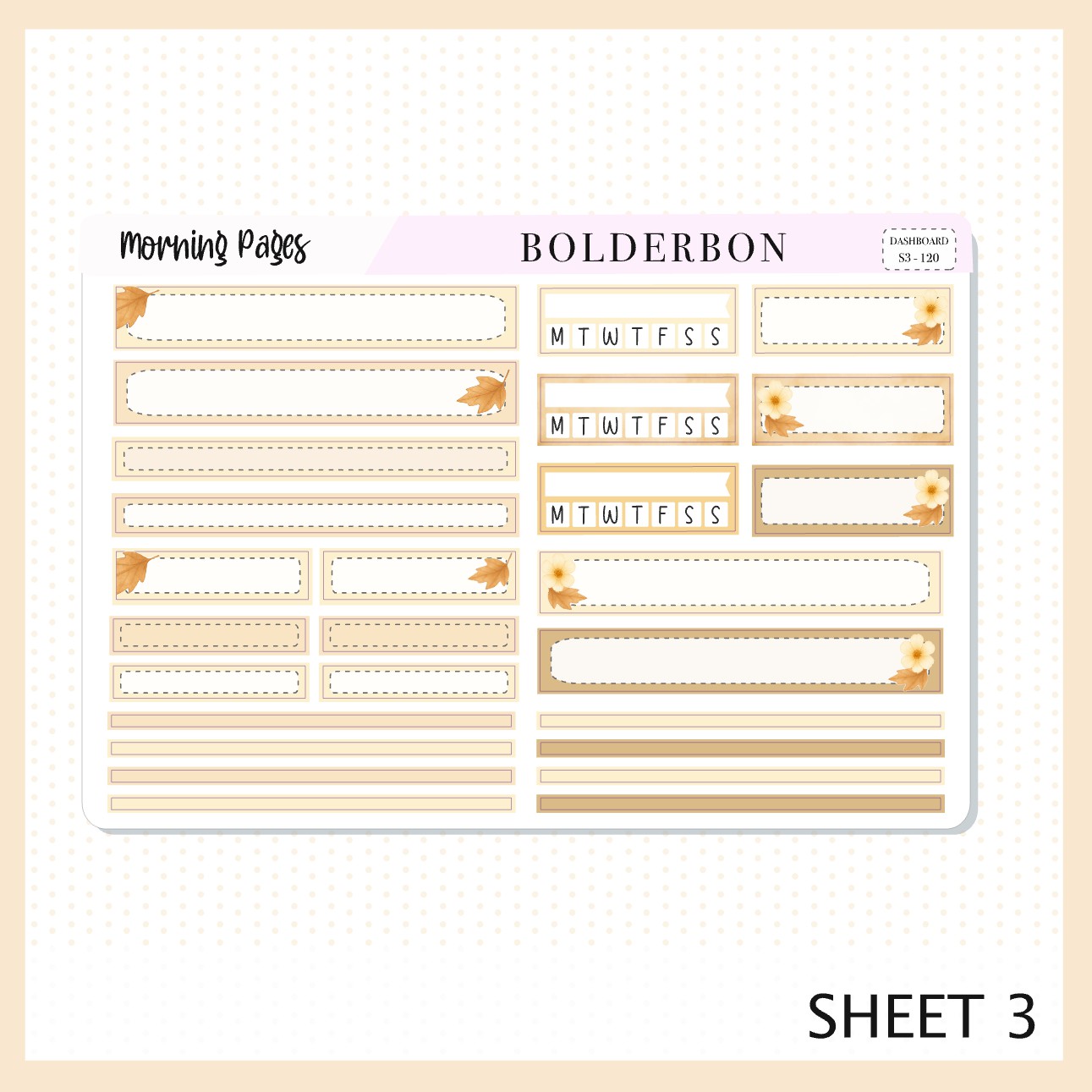 MORNING PAGES Erin Condren Dashboard Sticker kit || Cozy Writing Theme, Fall Floral Planner Stickers, Autumn Aesthetic Vibe