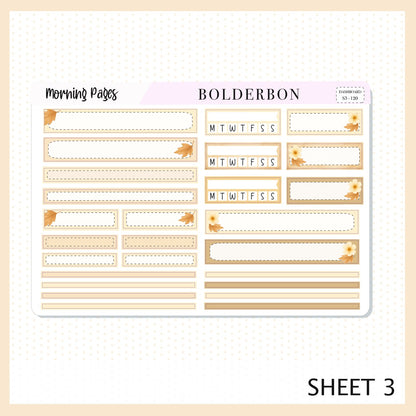 MORNING PAGES Erin Condren Dashboard Sticker kit || Cozy Writing Theme, Fall Floral Planner Stickers, Autumn Aesthetic Vibe