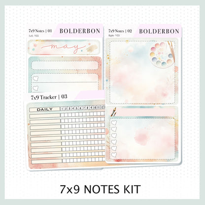 May 7x9 Notes Kit || Painter's Palette Theme, Planner Sticker Kit for Erin Condren Dashboard
