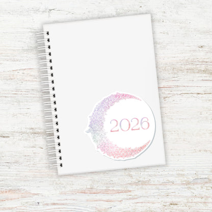 2026 FLORAL MOON || 2026 Crescent Moon Vinyl Sticker || Floral Lunar Year Decal for Planners, Journals, or Gifts