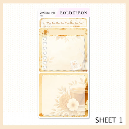NOVEMBER 7x9 Notes Kit || 2025/2026 Planner Sticker Kit for Erin Condren Planners, Fall View Theme