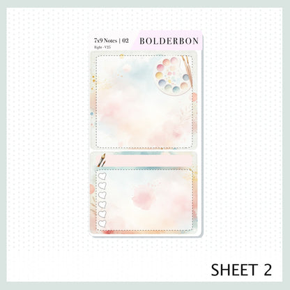May 7x9 Notes Kit || Painter's Palette Theme, Planner Sticker Kit for Erin Condren Dashboard