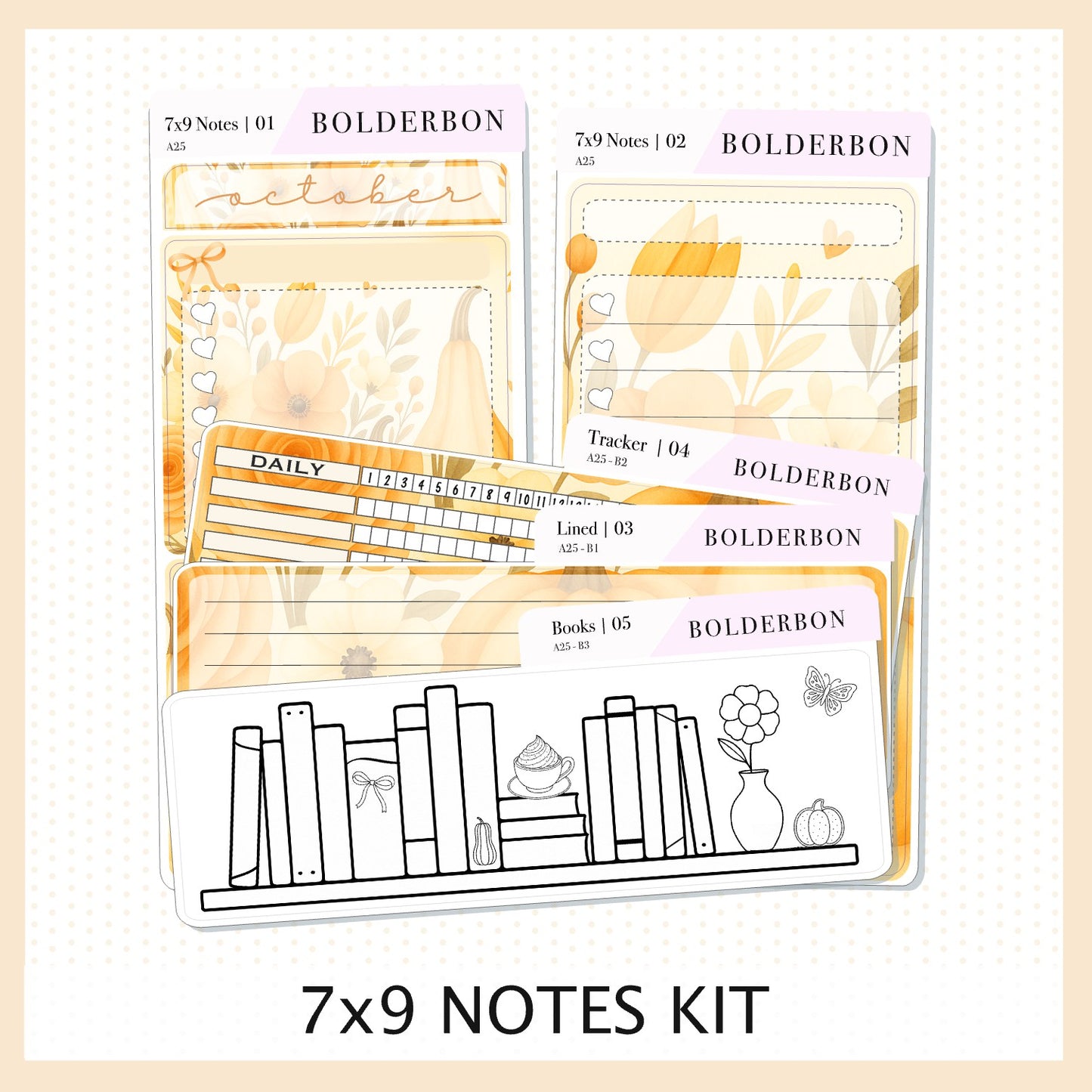 NEW OCTOBER 7x9 Notes Kit ||  2025/2026 Planner Sticker Kit for Erin Condren Planners, Autumn Light