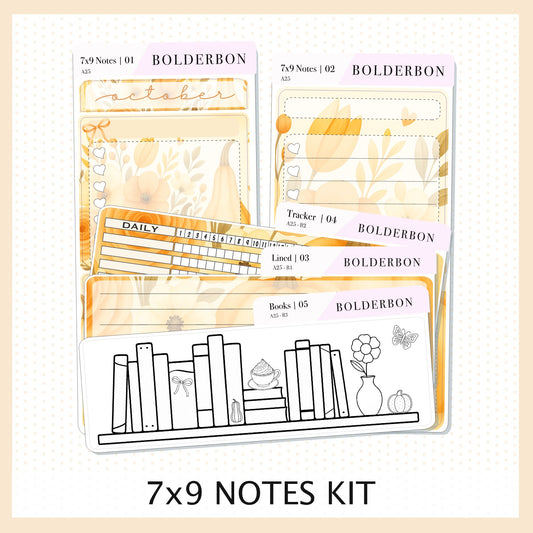 NEW OCTOBER 7x9 Notes Kit ||  2025/2026 Planner Sticker Kit for Erin Condren Planners, Autumn Light