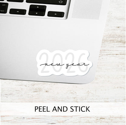 2026 NEW YEAR STICKER || Modern Script Year Decal for Planners, Journals and More!
