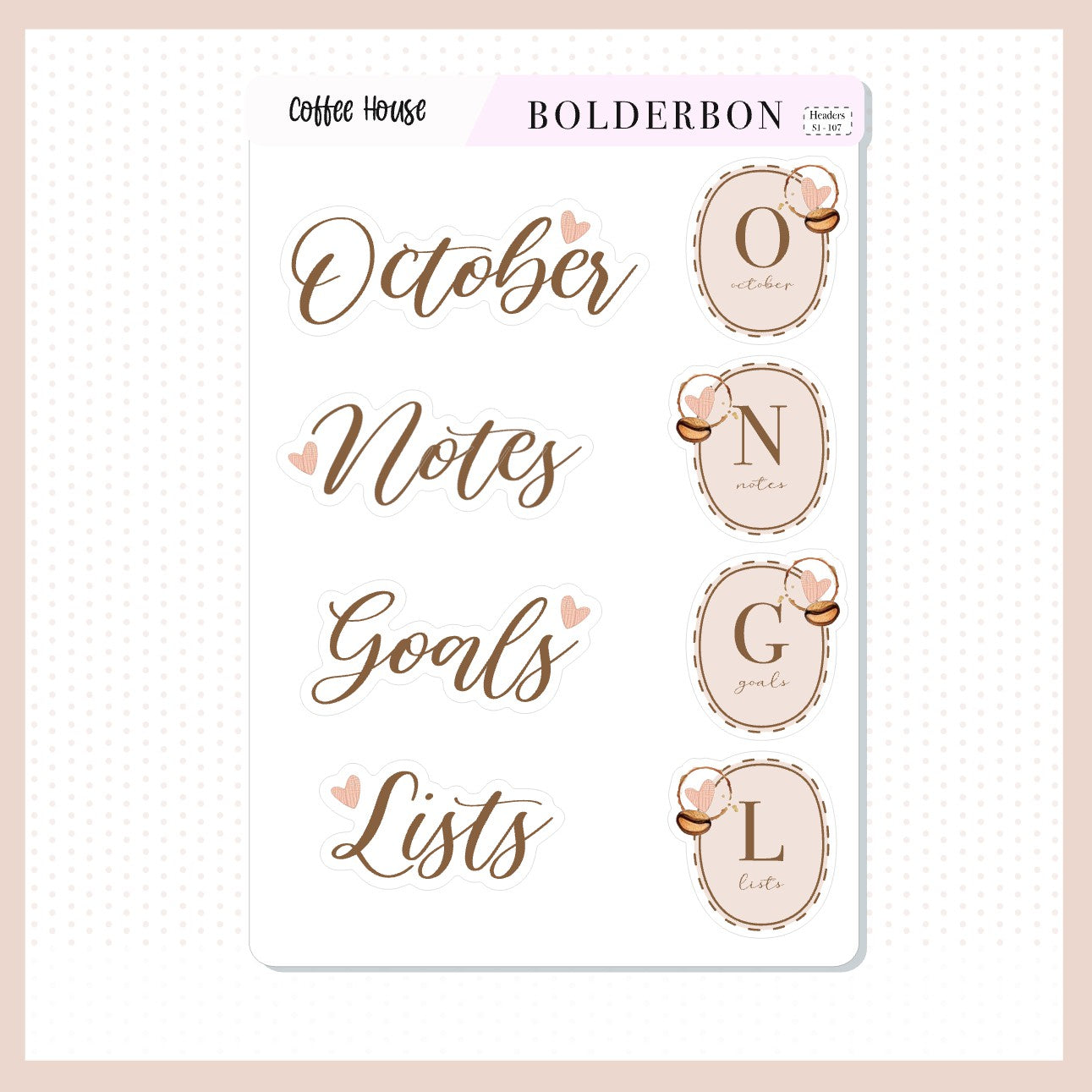 Octover Header OCTOBER Header Stickers || Coffee House Journal Stickers, Journaling S ...