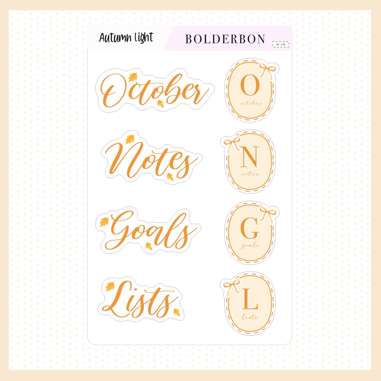 OCTOBER Header Stickers || Autumn Light, Cozy Fall Floral Planner Stickers, Aesthetic Vibe, Journal, Journaling Stickers