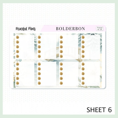 PEACEFUL PINES 7x9 Vertical Sticker Kit || Winter Floral Planner Stickers, Cozy Sage & Gold Vibe