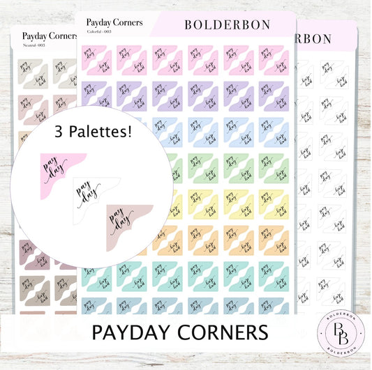 PAYDAY CORNERS || Functional Planner Stickers
