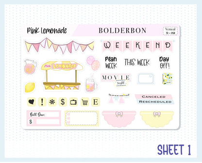 PINK LEMONADE || 7x9 Vertical Planner Sticker Kit