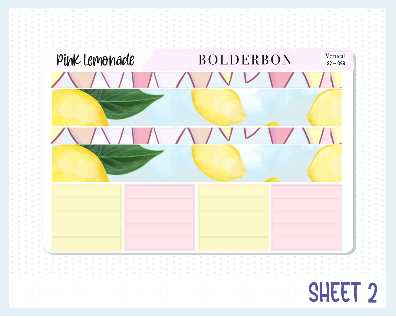 PINK LEMONADE || 7x9 Vertical Planner Sticker Kit