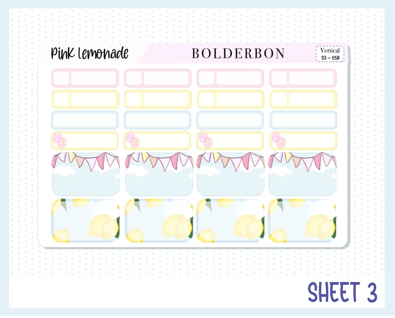 PINK LEMONADE || 7x9 Vertical Planner Sticker Kit