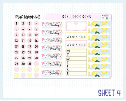 PINK LEMONADE || 7x9 Vertical Planner Sticker Kit