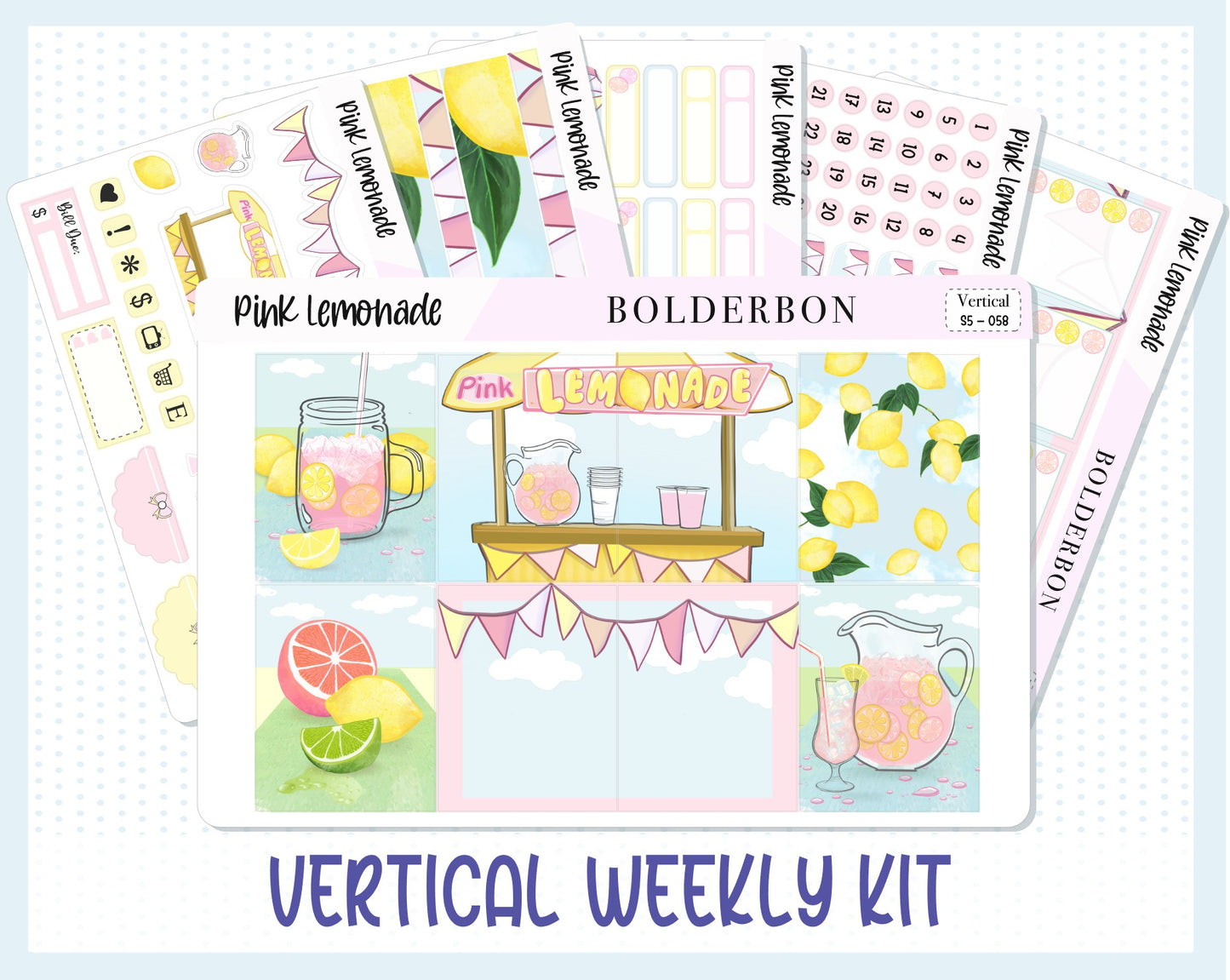 PINK LEMONADE || 7x9 Vertical Planner Sticker Kit