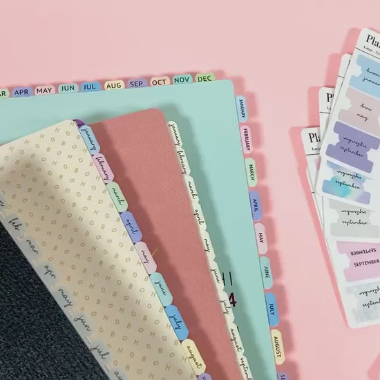 LAMINATED PLANNER TABS || Hobonichi Tabs, Weeks, Cousin, A6, B6, Tab Dividers, Monthly Tabs, Tab Stickers, Divider Tabs, Colorful, Minimal
