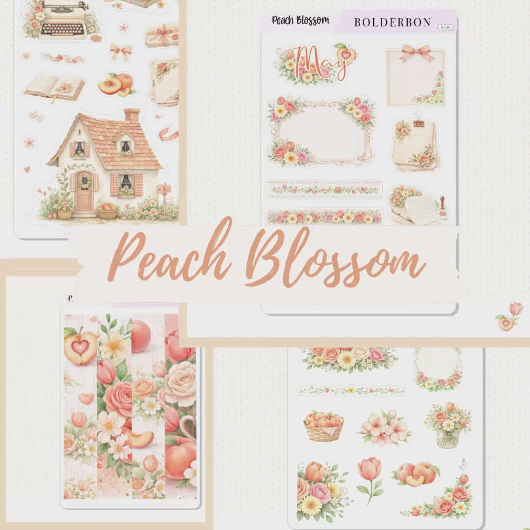 Peach Blossom • Journal Sticker Kit • Seasonal Planner Stickers • Scrapbook • Watercolor Floral Stickers