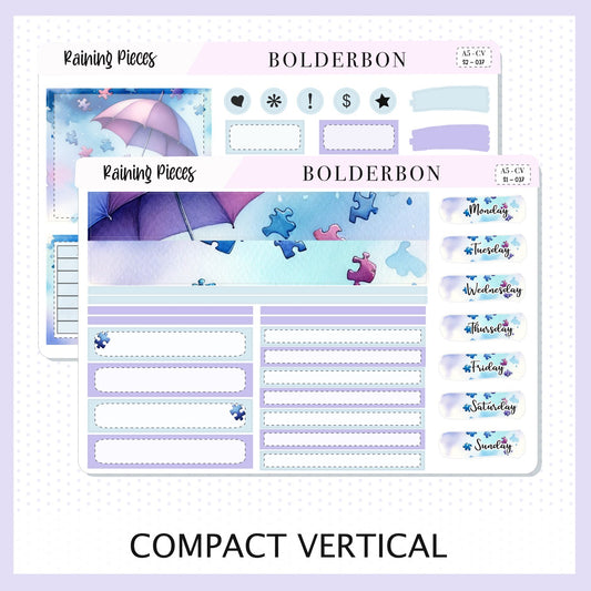 RAINING PIECES "Compact Vertical" || A5 Planner Sticker Kit