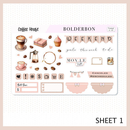 COFFEE HOUSE || 7x9 Vertical Planner Sticker Kit