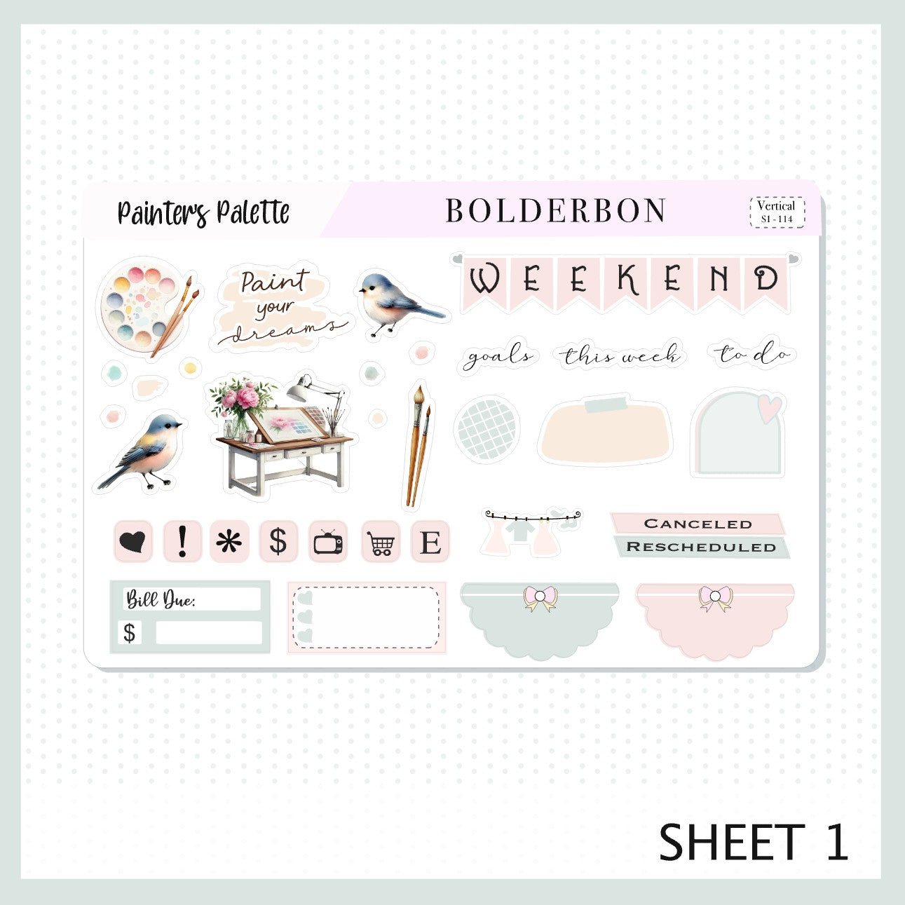 PAINTER'S PALETTE || 7x9 Vertical Planner Sticker Kit